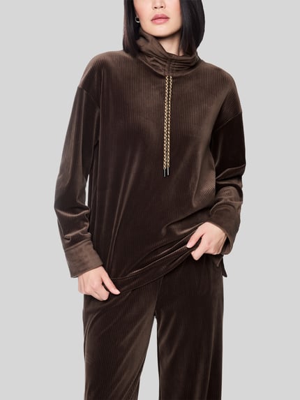 Marc Cain Sweatshirt mit Stehkragen-Zugband SPORTS E Dunkelbraun 4