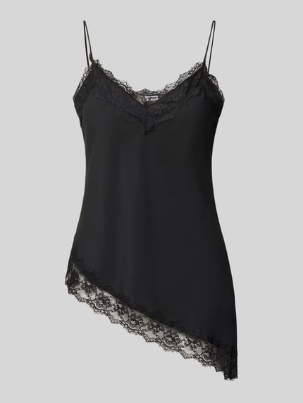 Top aus Satin mit Spitzenbesatz Shop The Look MANNEQUINE