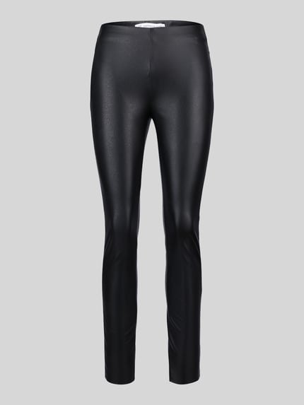 Raffaello Rossi Slim fit kunstleren broek van viscosemix model 'RESA' Zwart - 2