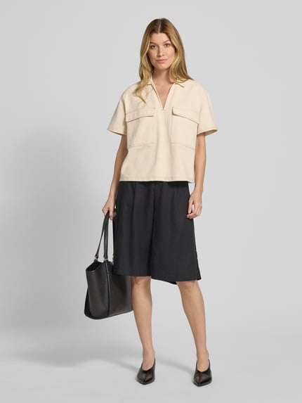 Jake*s Studio Woman Relaxed Fit Jeansbluse mit Brustpattentaschen Offwhite 1
