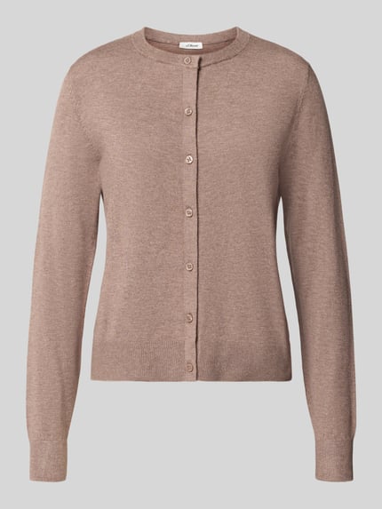 Produktfoto, Regular Fit Strickjacke aus Viskose-Mix von s.Oliver RED LABEL, beige Farbton, gerade Form, strukturierte Oberfläche