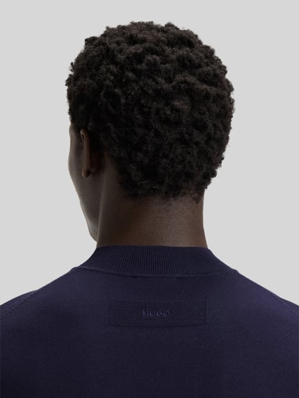 HUGO Regular Fit Strickpullover aus Viskose-Mix Modell 'SAN MARC' Marine 3