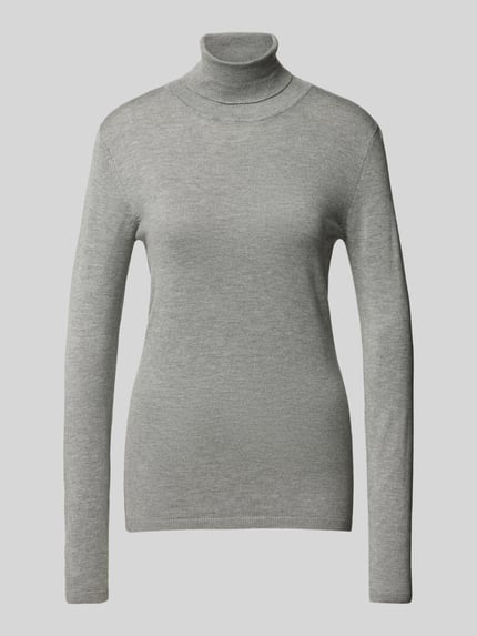 ICHI Slim Fit Rollkragenpullover aus Viskose-Mix Modell 'MAFA' Hellgrau Melange 2
