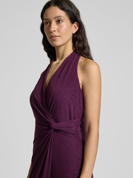 Christian Berg Cocktail Abendkleid mit Neckholder Pflaume 3