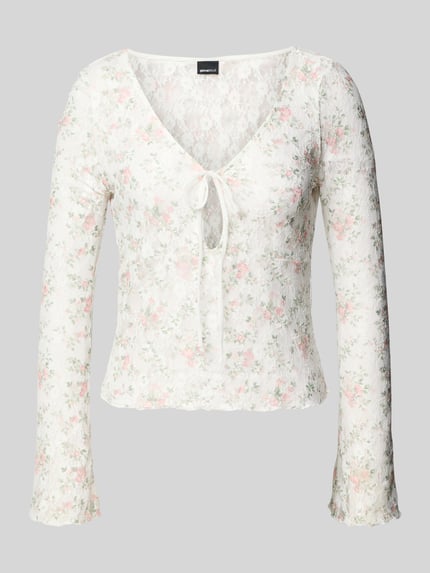 Gina Tricot Longsleeve mit Schlüsselloch-Ausschnitt Ecru 2