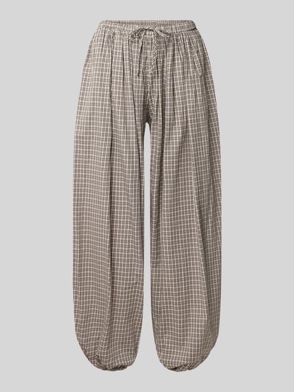 Productfoto, Wide Fit broek uit puur katoen Model 'SESAME' van DAISY STREET in geruit patroon, elastische band met tunnelkoord, pijpboorden, Bandwijdte maat S 36 cm, Binnenbeenlengte 76 cm