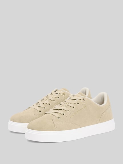 Produktfoto, Low Top Sneaker aus echtem Leder von Tommy Hilfiger in Optik: Unifarben, Schuhspitze abgerundet, Absatzform: flach, Verschluss: Schnürung