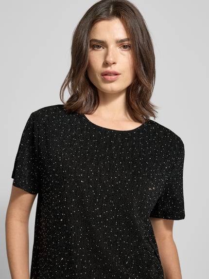 VILA T-shirt krótki z okrągłym dekoltem model ‘SILNA’ Czarny 3