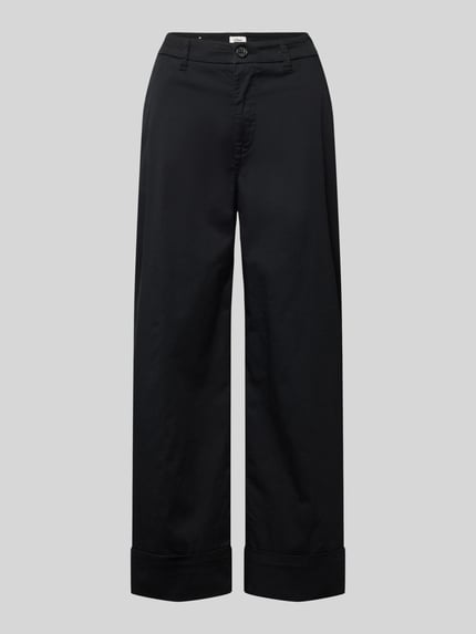 Productfoto, Wide Leg Culotte aus Baumwoll-Mix van s.Oliver RED LABEL, zwart, high waist, 7/8 lengte, steekzakken, katoenmix