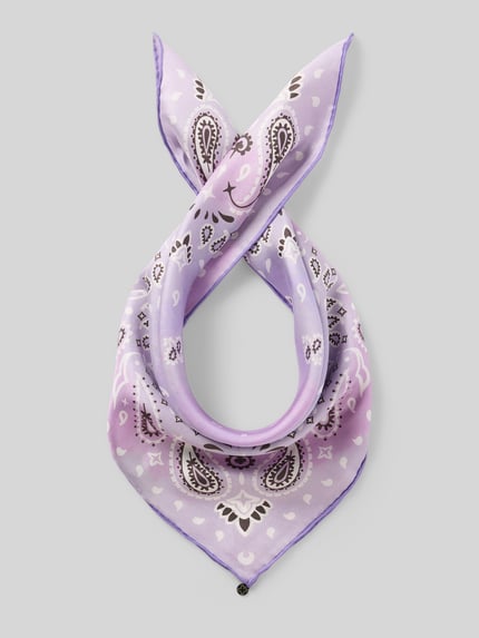Produktfoto, Seitentuch aus reiner zijde model 'Nicki' van Codello met vierkante pasvorm, logodetail, all-over paisleyprint, breedte 52 cm, lengte 52 cm