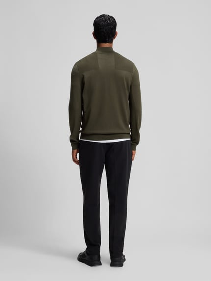 BOSS Green Sweter o kroju regular fit z dodatkiem żywej wełny model 'KN_Momentum-X QZ' Ciemnozielony 5