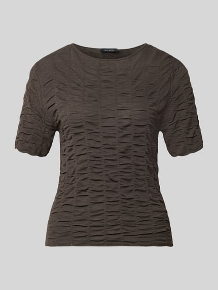 Produktfoto, Slim Fit T-shirt uit viscosemix Model 'NATACHA' van Cph Muse, structuurpatroon, ruglengte maat S 47 cm, mouwlengte maat S 24 cm