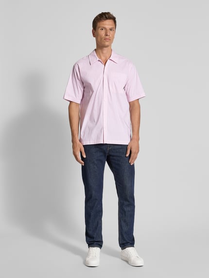 WOODBIRD Regular fit vrijetijdsoverhemd met borstzak en labeldetail Felroze - 1