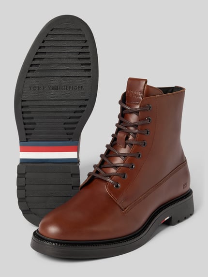 Tommy Hilfiger Stiefel aus echtem Leder mit Reißverschluss Cognac 4