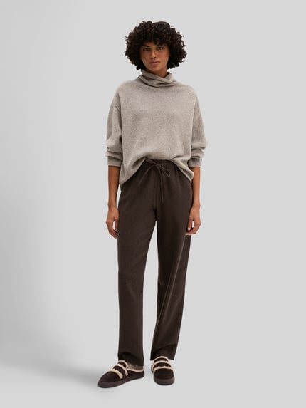 Marc O'Polo Rollkragenpullover mit Label-Detail Taupe 1