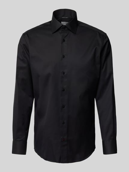 ETERNA Koszula biznesowa o kroju regular fit z jednokolorowej tkaniny solid Czarny 2