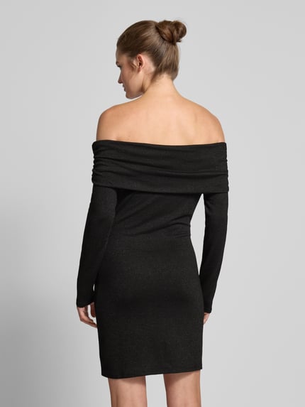 ONLY Minikleid mit Carmen-Ausschnitt mit Glitzerfaden Modell 'ROMA' Metallic Black 5