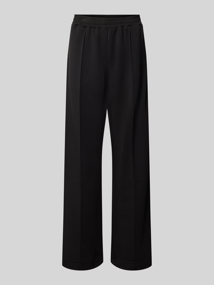 Produktfoto, Pyjama-Hose mit Bundfaltenstruktur von Marc O'Polo in einfarbigem Schwarz mit Struktur, elastischer Bund, Damen Pyjama-Hose