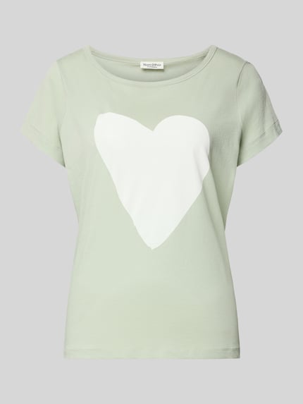 Marc O'Polo Regular Fit T-Shirt aus reiner Baumwolle Hellgruen 2