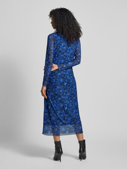 Milano Italy Maxikleid mit Stehkragen Blau 5
