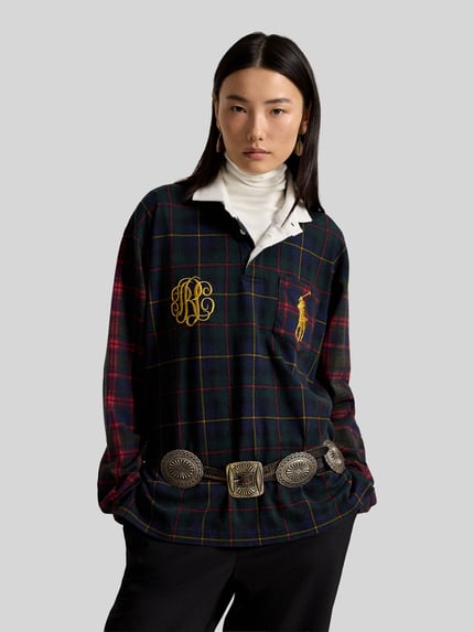 Polo Ralph Lauren Langarmshirt mit kontrastierendem Polokragen Dunkelgruen 4