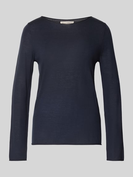 Produktfoto, Regular Fit Pullover aus reiner Schurwolle von Marc O'Polo, dunkelblau, glatte Oberfläche, schlichte Form, Damen Pullover von Marc O'Polo