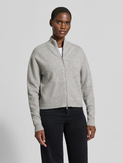 My Essential Wardrobe Relaxed Fit Strickjacke aus reiner Wolle Modell 'Tracy' Hellgrau Melange 4