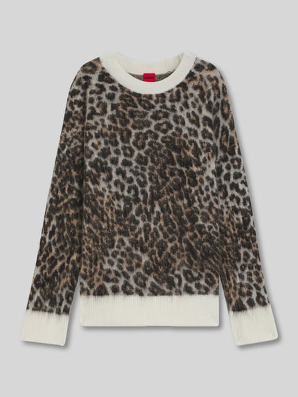 HUGO Loose Fit Strickpullover mit Alpaka-Anteil Modell 'SERATU' Hellbraun 2