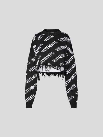 VETEMENTS Pullover met all-over logo Zwart - 2
