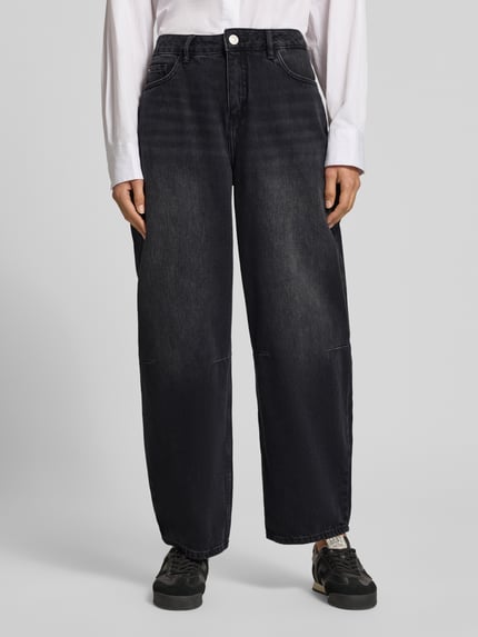 OPUS Regular Fit Barrel Jeans mit Teilungsnähten Black 4