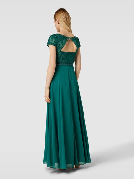 LUXUAR FASHION Avondjurk met kant Donkergroen - 5