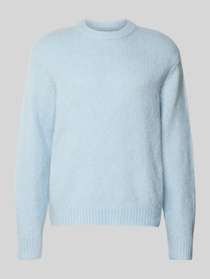 JACK & JONES Sweter z dzianiny z prążkowanymi wykończeniami model ‘LIVERPOOL’ Jasnoniebieski 2