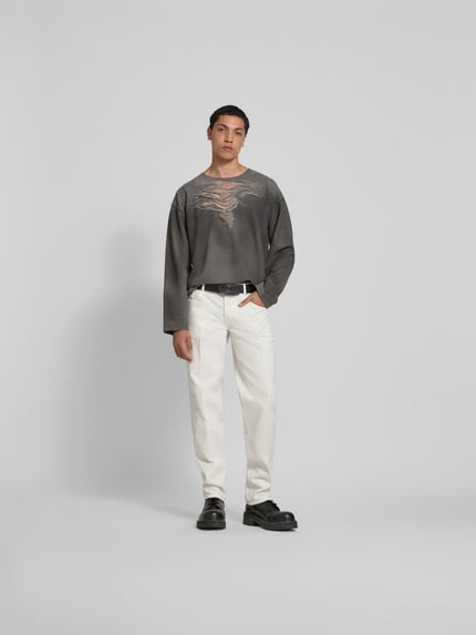 Diesel Jeansy o kroju straight fit z czystej bawełny Złamany biały 1