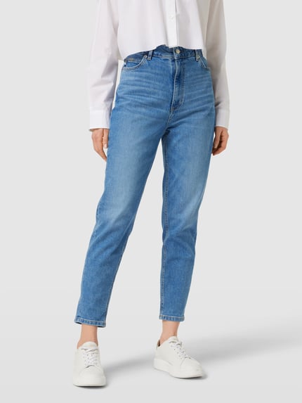BOSS Jeansy o kroju straight fit z detalami z logo model ‘RUTH’ Jeansowy niebieski 4