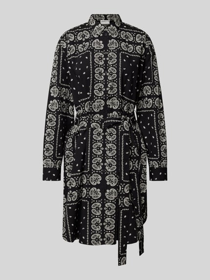 Jake*s Casual Knielange overhemdjurk met paisleymotief Zwart - 2
