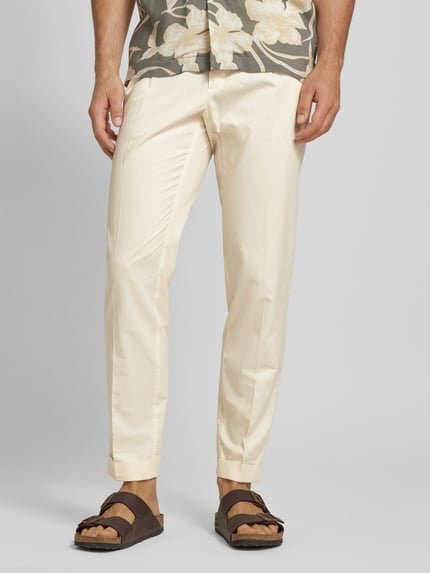 MANGO Regular Fit Hose aus Baumwoll-Leinen-Mix Modell 'OLIMPO' Offwhite 4