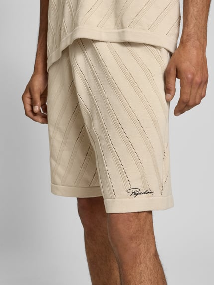 PEGADOR Relaxed Fit Strickshorts mit Label-Stitching Modell 'Canva' Offwhite 3