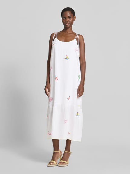 Marc Cain midi-jurk met stitchings Wit - 4