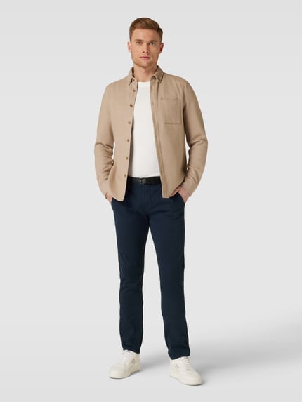 Lindbergh Regular Fit Chino mit Gürtel Marine 1