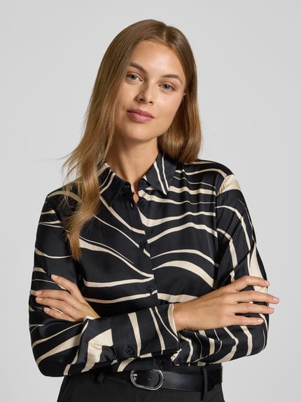 s.Oliver BLACK LABEL Regular fit blouse met lange mouwen van pure viscose Zwart - 3