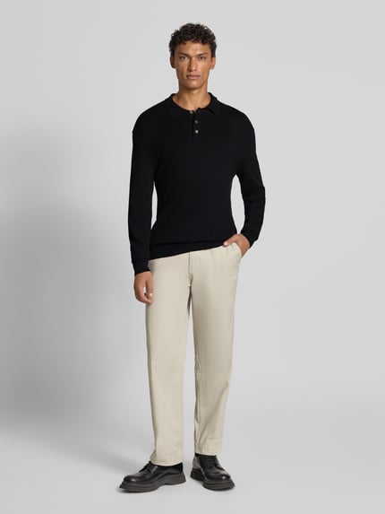JACK & JONES Premium Sweter z dzianiny z kołnierzykiem typu kent model ‘EDGAR’ Czarny 1