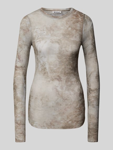 Weekday Longsleeve mit geripptem Rundhalsausschnitt Modell 'Nico' Mittelgrau 2