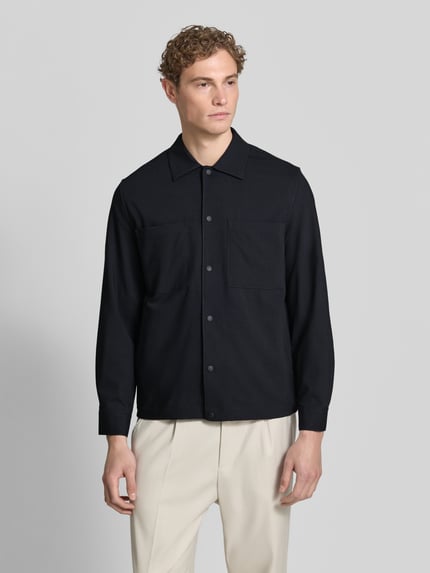 Marc O'Polo Regular Fit Overshirt mit Baumwoll-Anteil - Marc O'Polo × DFB Travel Collection Dunkelblau 4