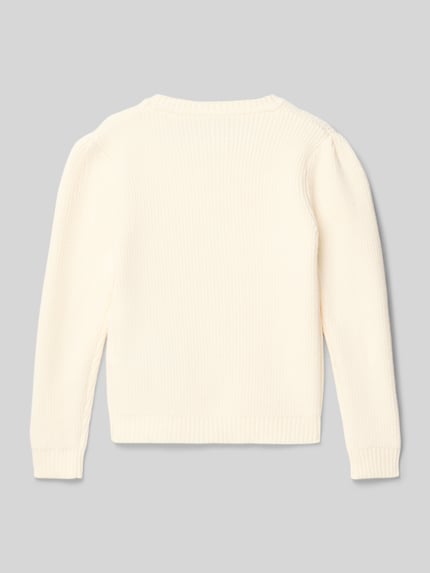 GUESS Strickpullover mit Ziersteinbesatz Ecru 3
