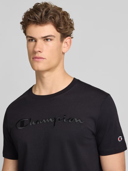 Champion T-Shirt mit Label-Stitching mit Rundhalsausschnitt Black 3