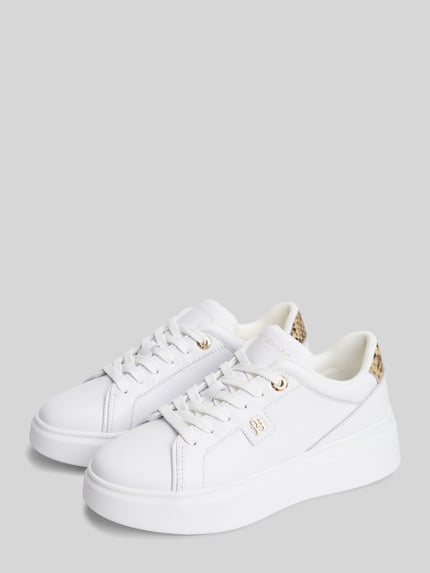 Tommy Hilfiger Sneaker aus echtem Leder mit Logo-Detail Weiss 1