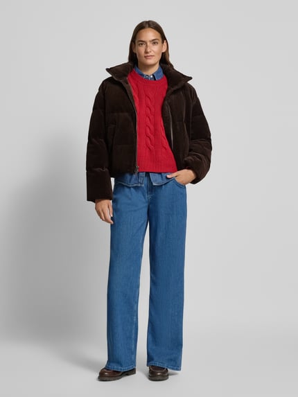 Polo Ralph Lauren Kurtka w stylu puffer z sztruksu ze stójką i wyhaftowanym logo Ciemnobrązowy 1