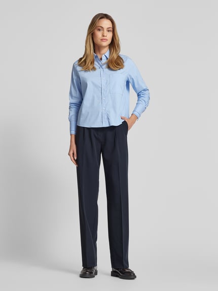 Samsøe Samsøe Straight leg stoffen broek met bandplooien, model 'RAMONA' Marineblauw - 1