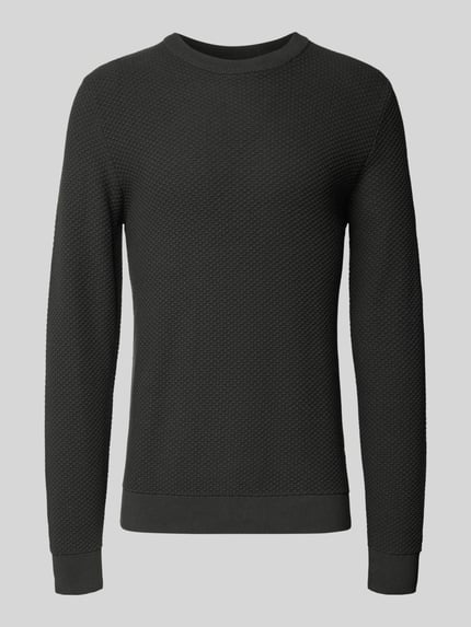 Lindbergh Strickpullover mit Strukturmuster und Rundhalsausschnitt Dunkelgruen 2