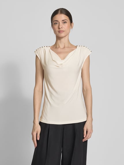Lauren Ralph Lauren T-Shirt mit Wasserfall-Ausschnitt Offwhite 4